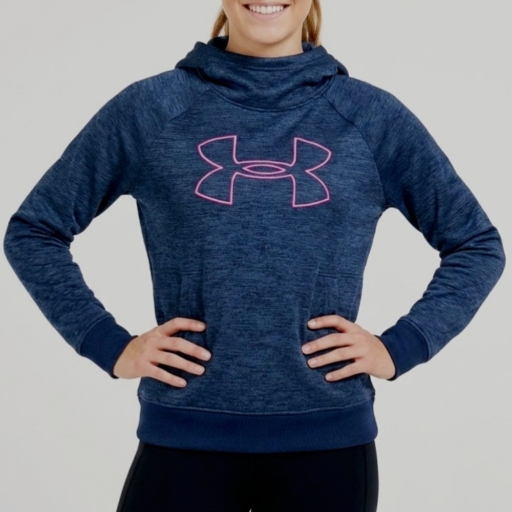 Under Armour Women's Coldgear Activewear/Training Blue Hooded Sweater - Size M